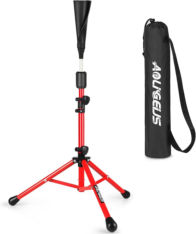 Baseball Tee Batting Tee Softball Tee Portable Travel Hitting Tee,Easy Adjustable Height,Stable Tripod Stand-StrideForce Fitness