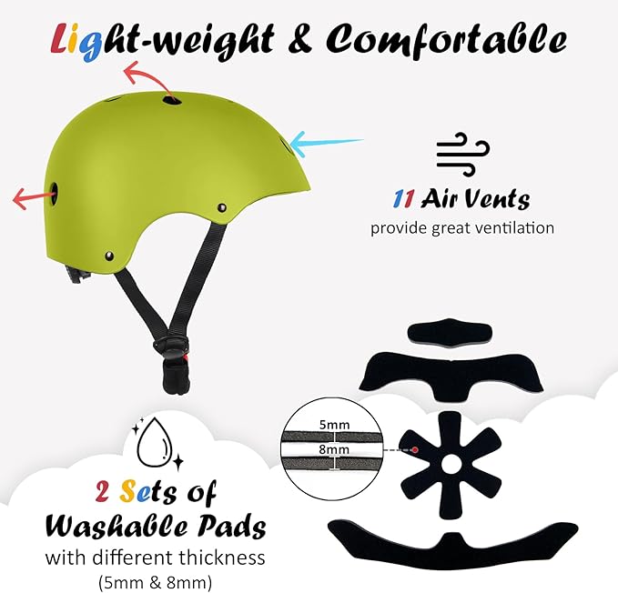 Kids Bike Helmet, Adjustable and Multi-Sport, from Toddler to Youth, 3 Sizes-StrideForce Fitness