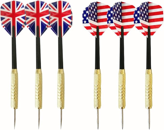 Dart Board, Dart Game Set with 6 Metal Darts and Double-Sided Flocking Dartboard (18 Inches)-StrideForce Fitness