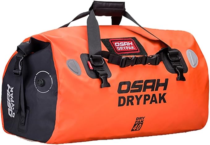 Waterproof Duffel& Luggage Bag - Motorcycle Dry Bag Tail Saddle Bags with Roll Top Closure,Large Storage Space,for Camping, Kayaking, Fishing & Traveling(Orange, 40L)-StrideForce Fitness