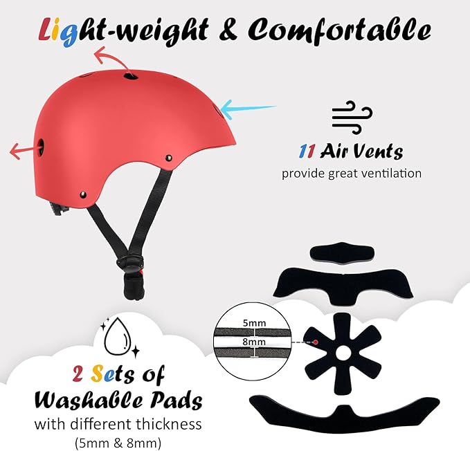 Kids Bike Helmet, Adjustable and Multi-Sport, from Toddler to Youth, 3 Sizes-StrideForce Fitness