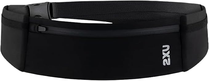 2XU Unisex Run Belt Black - Lightweight and Adjustable Fitness Waist Pack for Running, Jogging, and Outdoor Activities - Securely Holds Phone, Keys, and Essentials - One Size-StrideForce Fitness