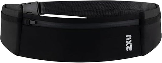 2XU Unisex Run Belt Black - Lightweight and Adjustable Fitness Waist Pack for Running, Jogging, and Outdoor Activities - Securely Holds Phone, Keys, and Essentials - One Size-StrideForce Fitness