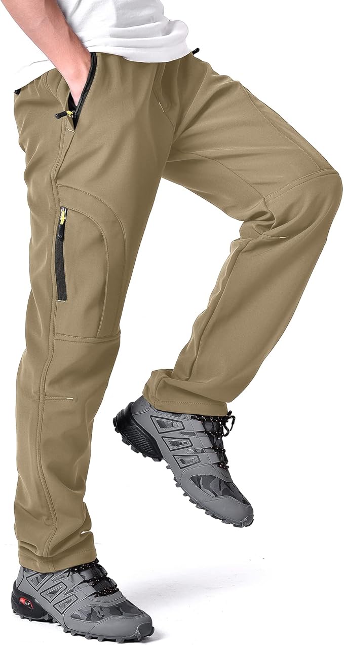 Toomett Men's hiking Snow Pants Skiing Winter Insulated Fleece lined Outdoor Water Repellent camping,walking,fishing