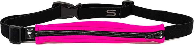 SPIbelt Running Belt for Women Men, Phone Holder for Running, Running Fanny Pack, Holder for Phone, Running Waist Pack, Adjustable Waist, [Fits All Phones]. Fuchsia with Black Zipper-StrideForce Fitness