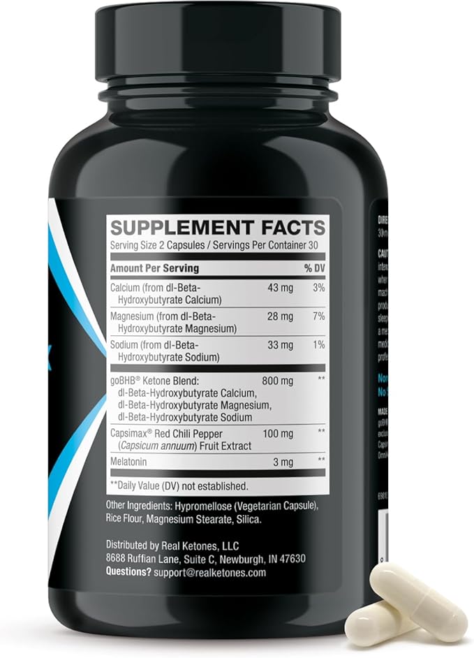 Night Burn Keto BHB Exogenous Ketones Supplement - Real Ketones Keto Diet Pills with Patented goBHB Capsimax and Melatonin for Body Sculpting (60 Count (Pack of 1), Nite)-StrideForce Fitness