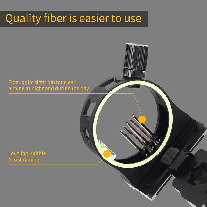 Archery 5 Pin Bow Sight .029 Fiber Optics Sight with Rheostat Light & Reversible Mount Design for Compound Bow (Right Hand)-StrideForce Fitness