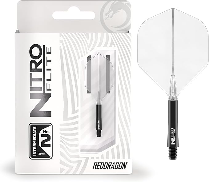 RED DRAGON Darts – Nitro Flite Integrated Flight & Shaft System – No.2 Shape and Design - Available in Short, Intermediate & Medium - Available in Variety of Colours - Professional Darts Accessories-StrideForce Fitness