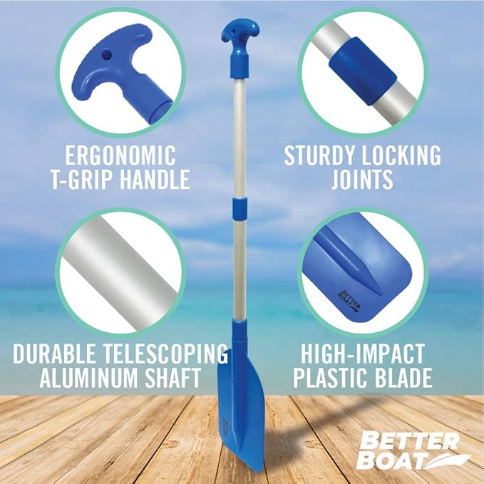 Boat Paddle Telescoping Plastic Collapsible Oar, Kayak, Jet Ski, Rafting, Mini Canoe Paddles, Tubing Floats, Rowing Safety Accessories for Kids and Adults-StrideForce Fitness