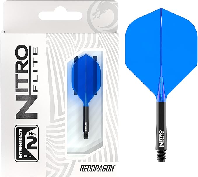 RED DRAGON Darts – Nitro Flite Integrated Flight & Shaft System – No.2 Shape and Design - Available in Short, Intermediate & Medium - Available in Variety of Colours - Professional Darts Accessories-StrideForce Fitness