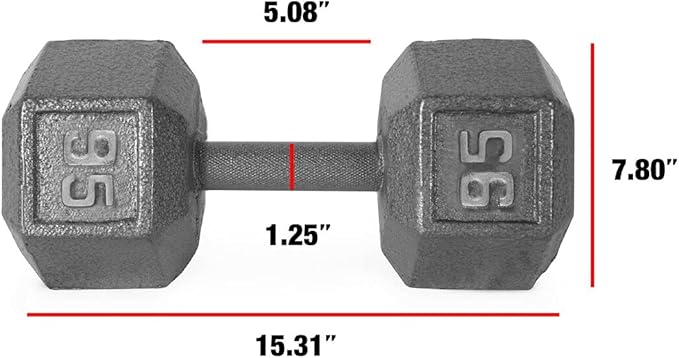 WF Athletic Supply Cast Iron Solid Hexagon Gray/Black Dumbbells, Strength Training Free Weights Set of 2 for Women and Men, Hand Weights Sold by Pairs, Multi-Select Size Options Available-StrideForce Fitness