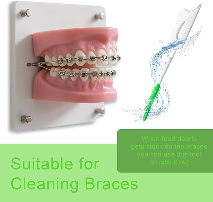 200 Pcs Portable Soft Silicone Interdental Floss Picks for Family Oral Care, Dual - Ended Toothpick & Flosser Cleaning Tool(Green)