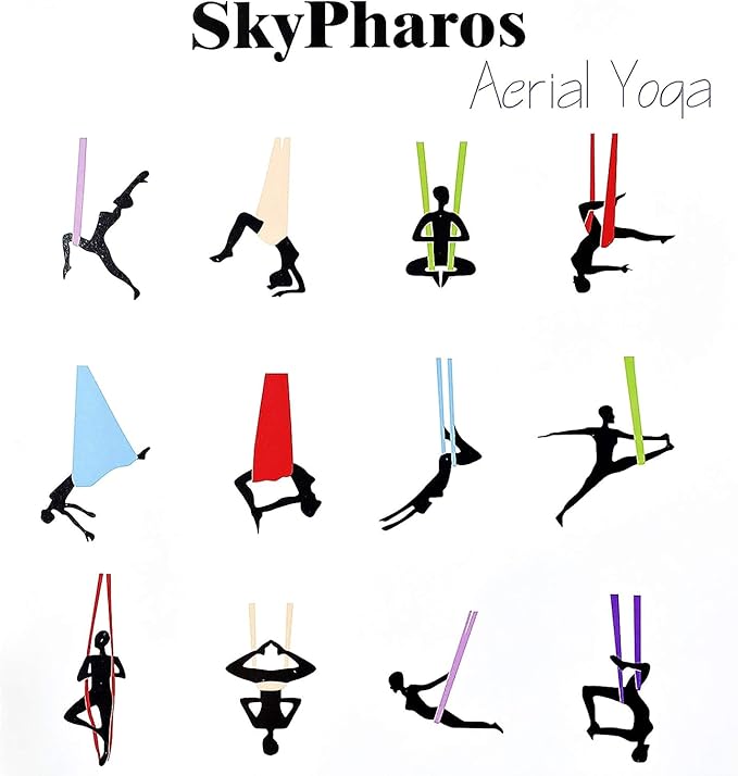 5.5 Yards Aerial Silks Yoga Swing Set - Aerial Yoga Hammock Kit Anti-Gravity Flying for Fitness, Low/Non Stretch Nylon Tricot Fabric Hardware Included for Dance-StrideForce Fitness
