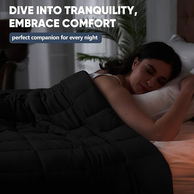 King Size Weighted Blanket for Adults (20 lbs, 80” x 87”, Black) Cooling Heavy Blanket for Sleeping Perfect for 190-210 lbs, Breathable Blanket for Adults & Couple All Season, Machine Washable-StrideForce Fitness
