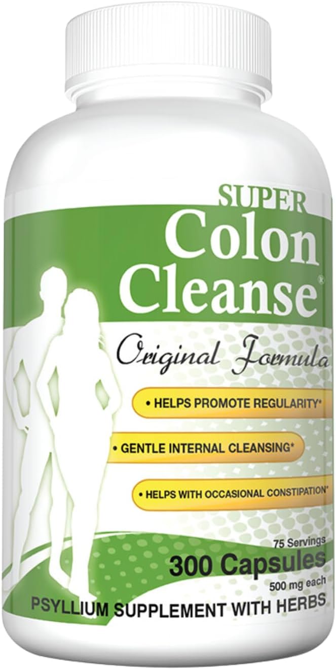 Health Plus Super Colon Cleanse Original Formula (1990-2025), 300 Capsules, 6 Cleanses - Digestive Support, Constipation Relief with Psyllium Husk and Senna Leaf-StrideForce Fitness