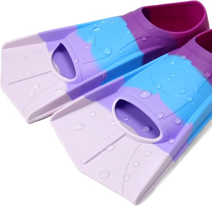 Kids Swim Fins,Short Kids Fins Youth Swimming Flippers for Lap Swimming Training for Children Girls Boys Beginners-StrideForce Fitness