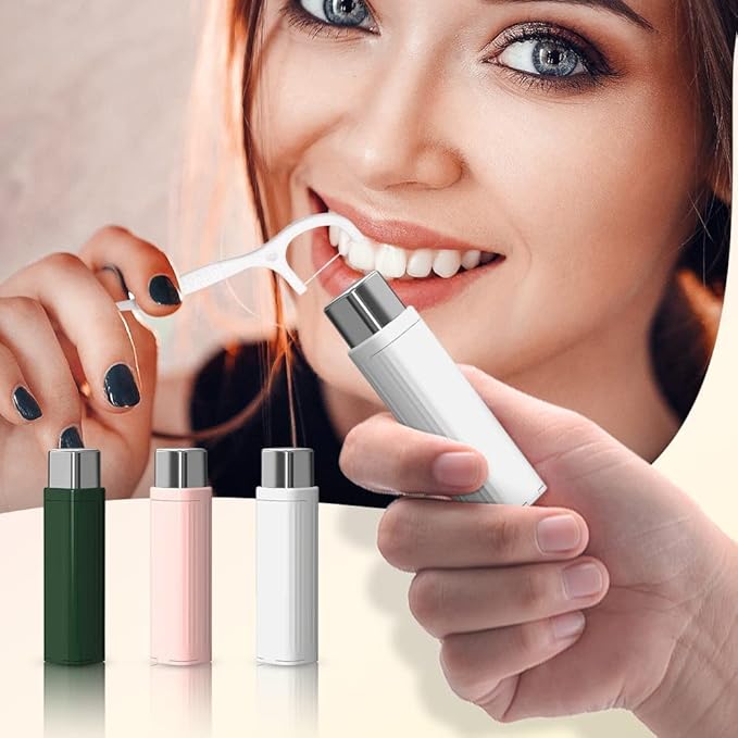 Portable Floss Dispenser with 100 Pcs Dental Floss, Dental Floss Dispenser Dental Floss Picks Case,Portable Automatic Floss Dispenser Floss Organizer Travel Floss Case (Pink-3PCS)