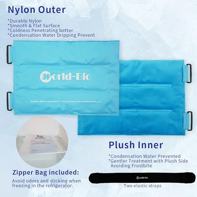 Knee Ice Pack Wrap for Pain Relief, Reusable & Flexible Gel Cold Pack for Leg Injuries, Swelling, Replacement Surgery, Hot & Cold Compress Knee Ice Wrap for Arthritis, Post-Surgery Recovery-StrideForce Fitness