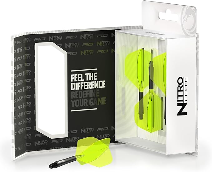 RED DRAGON Darts – Nitro Flite Integrated Flight & Shaft System – No.2 Shape and Design - Available in Short, Intermediate & Medium - Available in Variety of Colours - Professional Darts Accessories-StrideForce Fitness