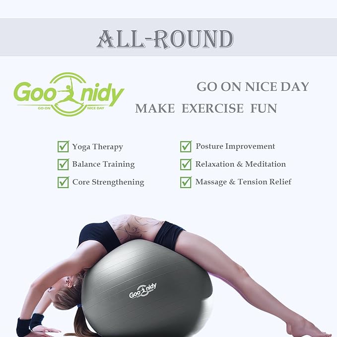 Soft Exercise ball, Anti-Burst Yoga Ball Chair Supports 2200lbs, Workout Equipment w/ Pump for Women Pregnancy, Medicine, Birthing, Physical Therapy, Stability, Excersing, Birth, Swiss, Fitness, Gym-StrideForce Fitness