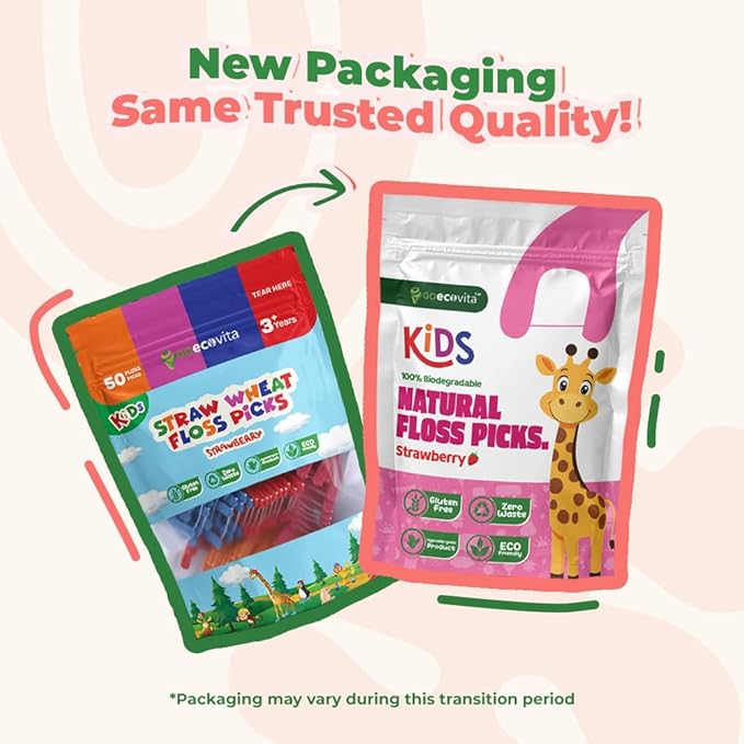 Biodegradable Kids Flossers - Dental Floss Picks for Children | Fluoride & Plastic-Free | Colorful & Fun Animal Floss Sticks | Eco Friendly, Vegan, Natural (Strawberry - 200 Pack)