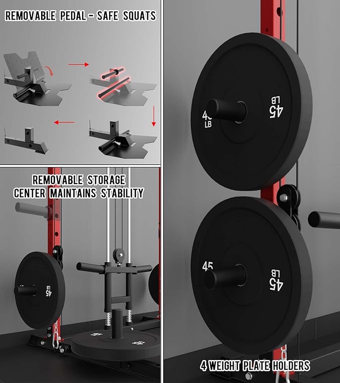 Eonfit E2 Power Cage，1500LB Squat Rack with Cable Crossover System.Multi-Function Power Rack for Home Gum.All-in-One Squat Rack with More Training Attachments-StrideForce Fitness