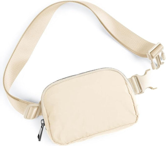 ODODOS Unisex Mini Belt Bag with Adjustable Strap Small Fanny Pack for Workout Running Traveling Hiking, Ivory-StrideForce Fitness