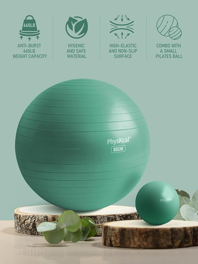 Yoga Ball for Exercise, Pilates Set, 4 Sizes Fitness Ball for Workout, Birthing, Pregnancy, Physical Therapy- Pump Included-StrideForce Fitness