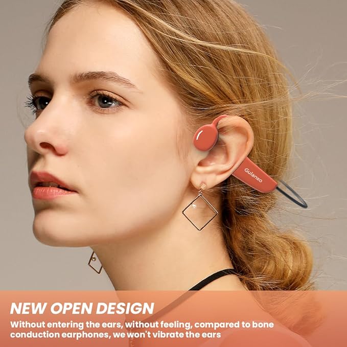 Open Ear Headphones, Open Wireless Earphones, 15HBluetooth Playback 5.3 Sports Earphones, Built-in Microphone, Suitable for Sports Running,Exercise (Black&Orange)-StrideForce Fitness