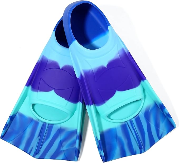 Kids Swim Fins,Short Kids Fins Youth Swimming Flippers for Lap Swimming Training for Children Girls Boys Beginners-StrideForce Fitness