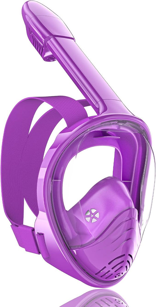 QingSong Kids Snorkel Mask Full Face, Snorkeling Set with Camera Mount, Foldable 180 Degree Panoramic View Snorkeling Gear Anti-Fog Anti-Leak-StrideForce Fitness