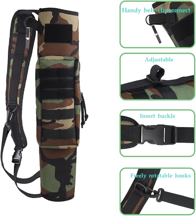 KRATARC Archery Lightweight Back Arrow Quiver Dual Use Foldable Compact Hip Arrows Bag with Molle System Pocket Hanged for Target Shooting Hunting-StrideForce Fitness