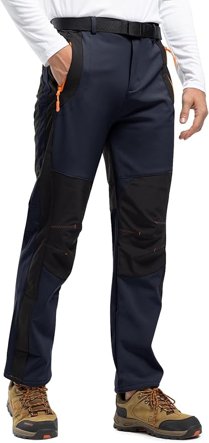 Rdruko Men's Snow Ski Pants Waterproof Insulated Winter Outdoor Snowboard Hiking Fleece Pants with Belt-StrideForce Fitness