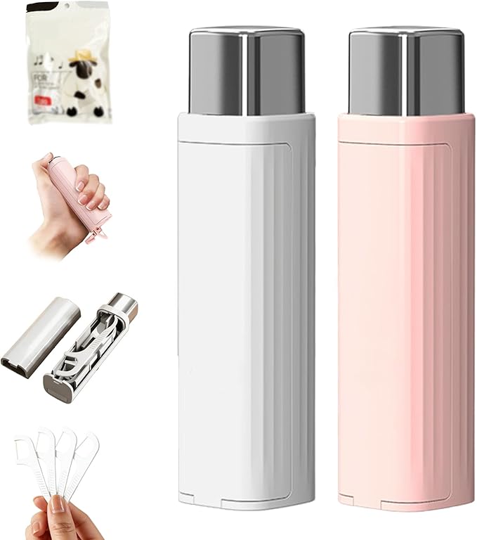 Portable Dental Floss Case,Automatic Dental Floss Pick Case,Refillable Floss Organizer with 100 Picks,Dentals Flosss Pick Cases for Cleaning Teeth and Oral Care (2PCS B)