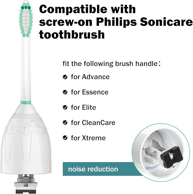 Toothbrush Heads for Philips Sonicare Replacement Brush Heads Medium Soft Dupont Bristles Electric Toothbrush Replacement Heads Fit E-Series Essence Xtreme Elite Advance and CleanCare, 8 Pack, White