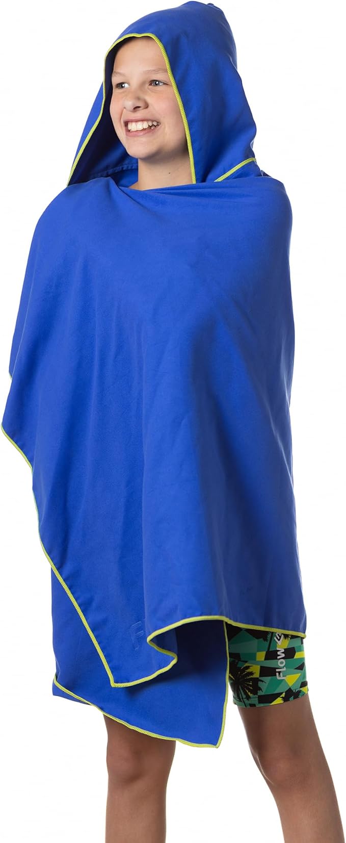 Flow Hydro Sport Towel - Microfiber Quick Dry Swimming Towels for Swim, Pool, Triathlon, and Other Water Sports in Medium, Large, Extra Large, and Hooded Sizes (Blue, Large w/Hood)-StrideForce Fitness