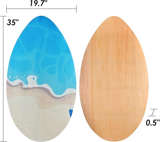 seething 35 Inch Skimboard with High Gloss Coat Wood Skim Board for Beginners,Kids, Teenagers, Adults and All Skimming-StrideForce Fitness