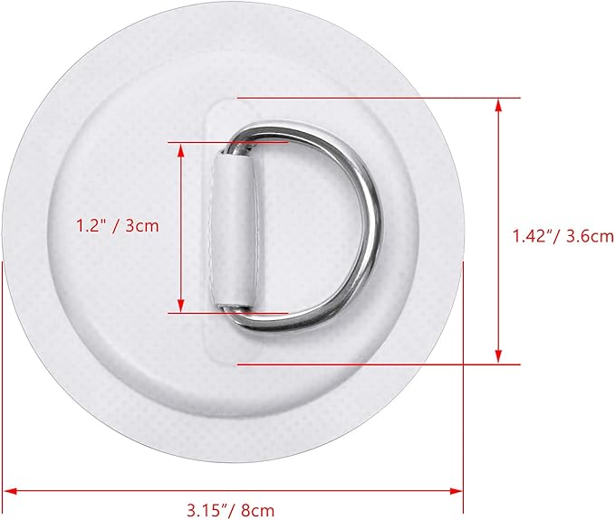 TOBWOLF 6 Pack Stainless Steel D-Ring Patch for Inflatable Boat Kayak Dinghy SUP, D-Ring PVC Patch Stand-Up Paddleboard Canoe Rafting Accessories, NO Glue Included-StrideForce Fitness