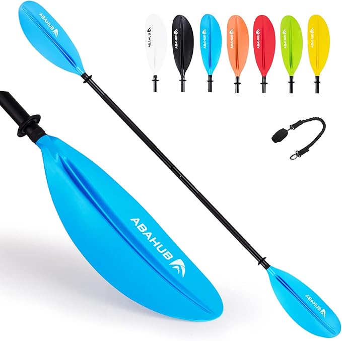 Abahub Kayak Paddle, 90.5 Inches Kayaking Oars for Boating, Canoeing with Free Paddle Leash, Aluminum Alloy Shaft Black/Blue/Green/Orange/Yellow Plastic Blades-StrideForce Fitness