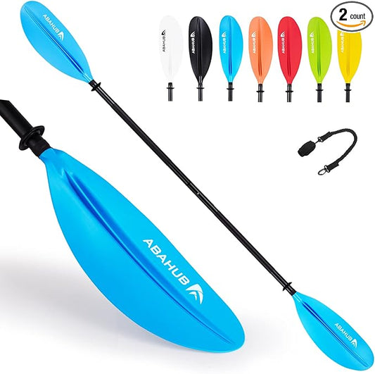 Abahub Kayak Paddle, 90.5 Inches Kayaking Oars for Boating, Canoeing with Free Paddle Leash, Aluminum Alloy Shaft Black/Blue/Green/Orange/Yellow Plastic Blades-StrideForce Fitness