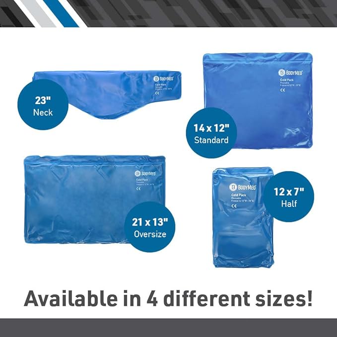 BodyMed Reusable Vinyl Ice Pack (2-Pack) for Knee, Arm, Elbow, Shoulder, Back - Professional Grade Cold Therapy for Injuries, Aches, Swelling, Bruises, Sprains - 14 in. x 12 in. (Standard)-StrideForce Fitness