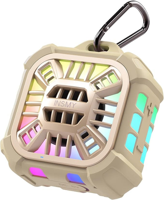 INSMY Shower Bluetooth Speaker, IP67 Waterproof Portable Small Multi Sync 100+ Speakers, Big Volume Booming Bass, 24H Playtime/Floatable/RGB Lights for Outdoor/Kayak/Beach/Golf (Khaki)-StrideForce Fitness