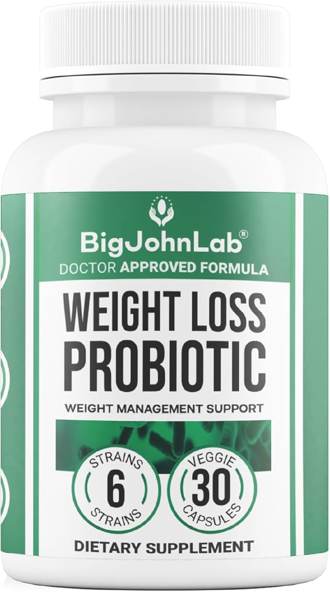 BIGJOHNLAB® - Probiotics for Weight Management & Bloating - 6 Probiotic Strains - Prebiotics - Key Ingredient Cayenne & Green Tea - Supports Gut Health - Weight Management for Women & Men - 30 CT-StrideForce Fitness
