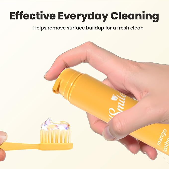 CALLSMILE Fluoride-Free Toothpaste, Easy-Press Pump, 60g - Fruity Flavors, No SLS, Non-Toxic, No Sweeteners, for Adults & Kids, Gentle for Sensitive Teeth, Mango-Flavored, ValentGine's Day Gifts