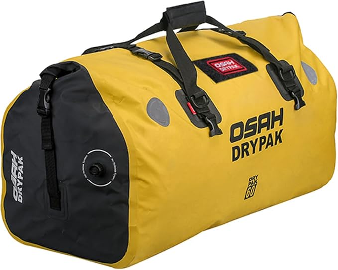 Waterproof Duffel& Luggage Bag - Motorcycle Dry Bag Tail Saddle Bags with Roll Top Closure,Large Storage Space,for Camping, Kayaking, Fishing & Traveling(Yellow, 60L)-StrideForce Fitness