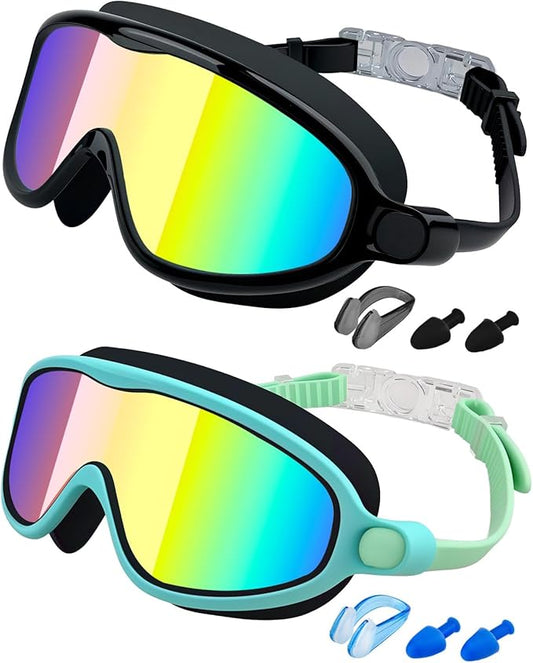 Rantizon Swim Goggles 2 Pack, Wide View Anti Fog&UV Swimming Goggles for Audlt, No Leaking Swim Glasses for Men Women Kids-StrideForce Fitness