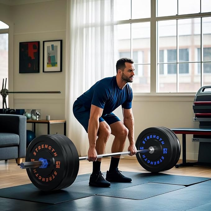 Premium Color-Coded Rubber Bumper Plates Set - 2 Inch Olympic Weight Plates for Home Gym Cross and Strength Training-StrideForce Fitness