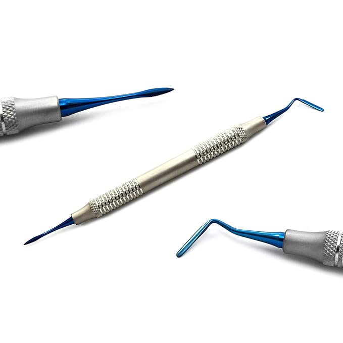 MEDSPO Professional Dental Instruments Osteotome Periotome Luxating Elevator Implant | Orthodontic PDL Teeth | Surgical Root Extraction Spreading (Titanium Coated Tips Sinus Lift PT1 & PT2 Set Of 2)