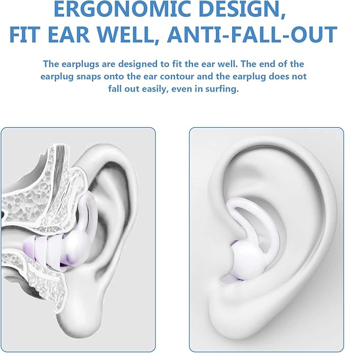 Reusable Swimming Ear Plugs with Nose Clips -2 Pairs Silicone Swimmers Ear Plugs for Adult Water Surfing, Snorkeling, Sleeping and Shower-StrideForce Fitness