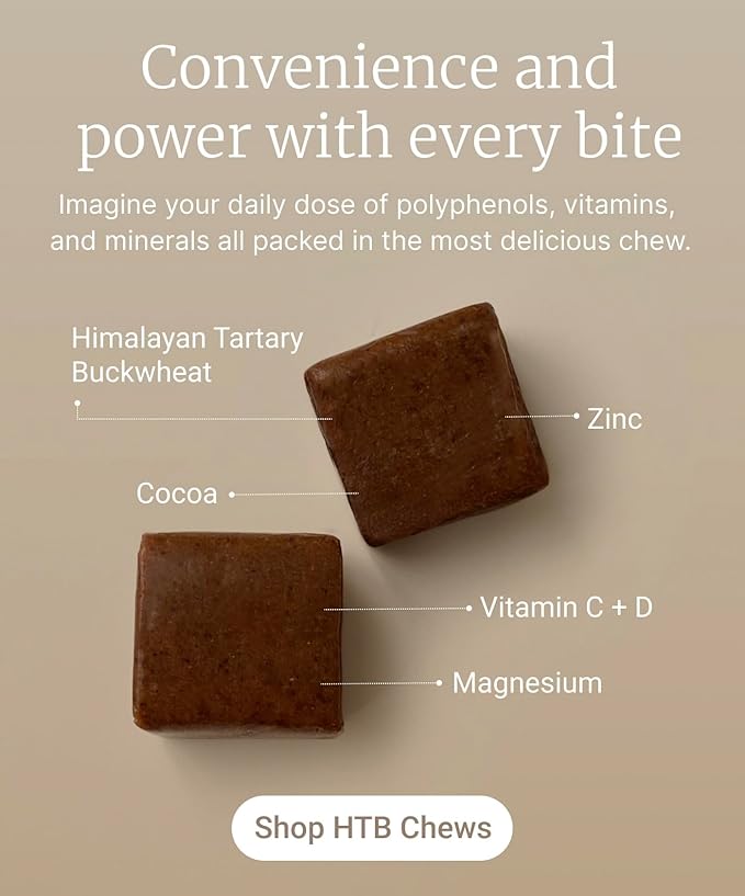 BIG BOLD HEALTH HTB Immune Energy Chews, Organic Sprouted Buckwheat with Vitamin D, Vitamin C, Zinc and Magnesium. Flavored with Delicious Real Cocoa Powder.-StrideForce Fitness